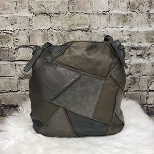 Lucky Brand Silver Patchwork Leather Shoulder Bag